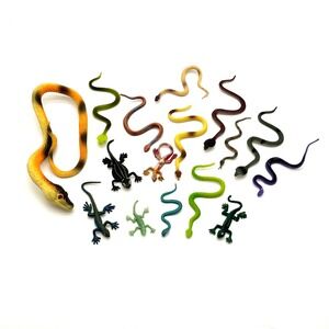 Reptile Toy Lot Snakes Lizards Figures Various Sizes Colors 16pc